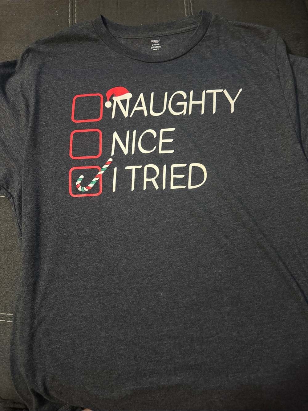 Holiday Time Navy Short-Sleeve Graphic Tee with Red & White Accents